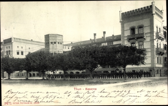 Postcard Thun Kanton Bern Switzerland, barracks