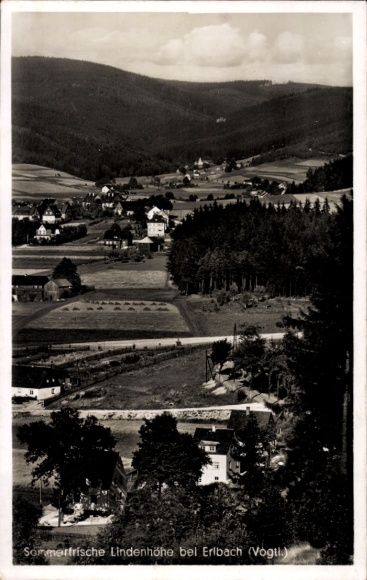 Postcard Erlbach in Vogtland, partial view, Lindenhöhe