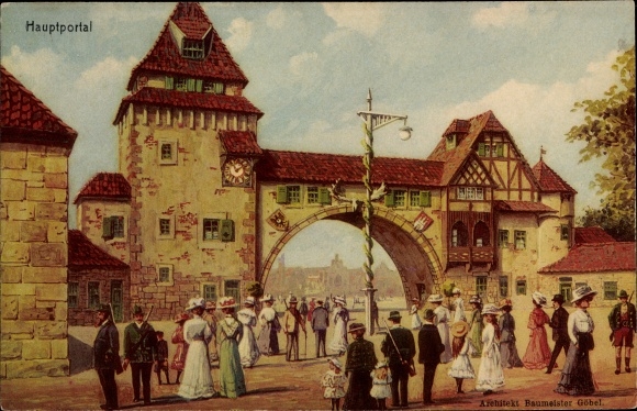 Artist PC Hamburg Mitte, main portal architect master builder Göbel, 16th D. federal shooting 1909