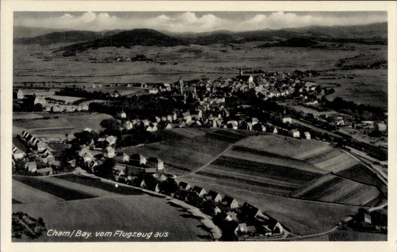 Ak Cham in der Oberpfalz, Fliegeraufnahme