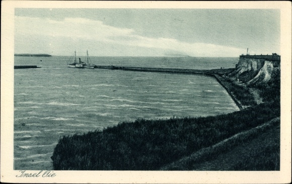 Postcard Insel Oie, Greifswalder Oie, sailing boat
