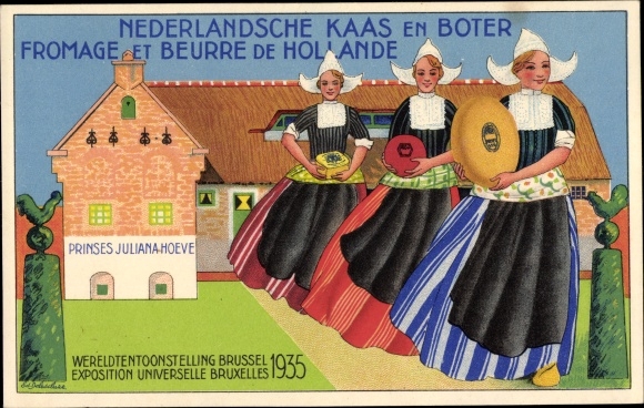 Postcard Brussels, World Exhibition 1935, Nederlandsche Kaas en Boter Fromage and Beurre de Hollande
