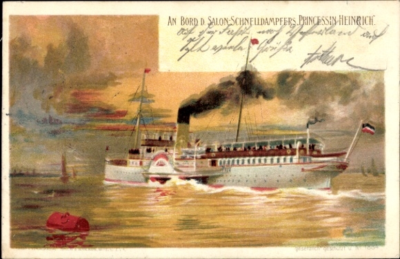 Künstler Litho Linde, Wladimir, Dampfer Princessin Heinrich, HAPAG Seebäderdienst