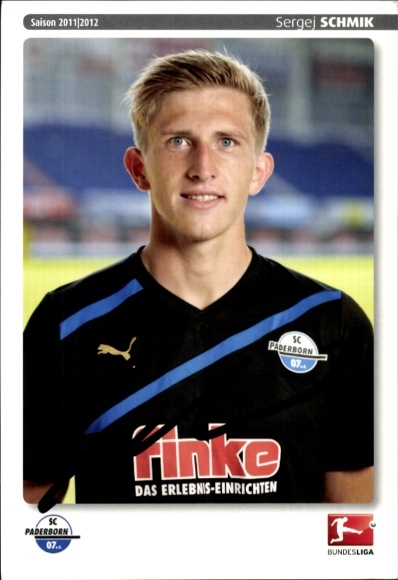Autograph card footballer Sergej Schmik, SC Paderborn 07, autograph