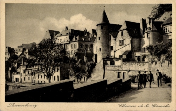 Postcard Luxembourg, Chemin de la Corniche, houses