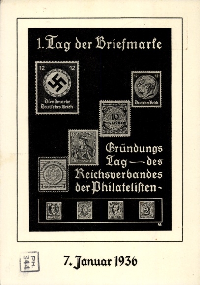Znaczki pocztowe Data znaczka pocztowego 1936, dzień założenia Związku Filatelistów Rzeszy