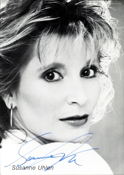 Postcard actress Susanne Uhlen, portrait, autograph