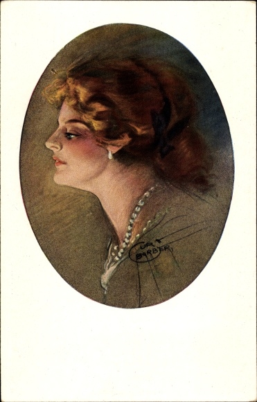 Kunstenaar Ak Barber, Court G., Boven het licht, Portret van een jonge vrouw
