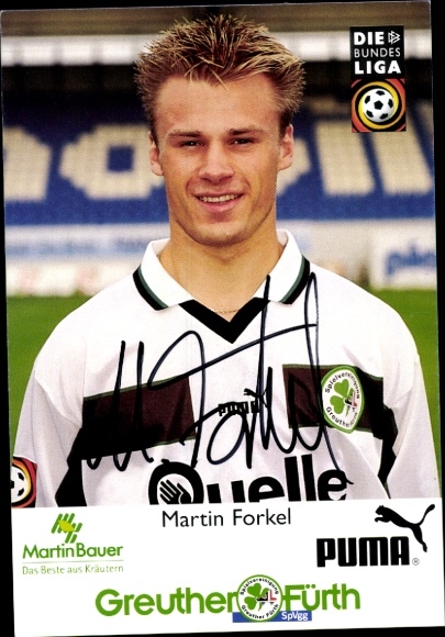 Autograph card footballer Martin Forkel, SpVgg Greuther Fürth, autograph