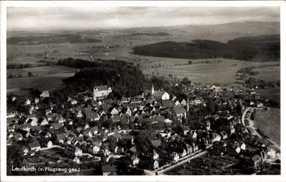 Postcard Leutkirch im Allgäu Württemberg, aerial photograph