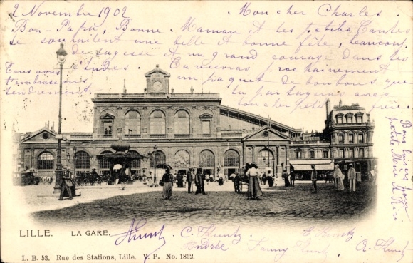 Postcard Lille Nord, train station