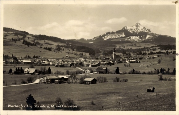 KP Wertach w Allgäu, panoramiczny widok na góry, w tle Grünten