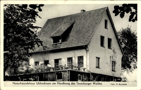 Postcard Ubbedissen Bielefeld in Westphalia, Nature Friends House on the northern slope of the Teutoburg Forest