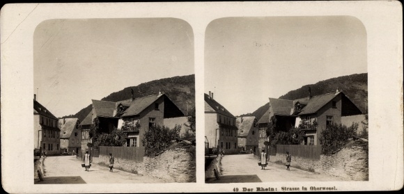 Zdjęcie stereo Oberwesel am Rhein, ulica w mieście