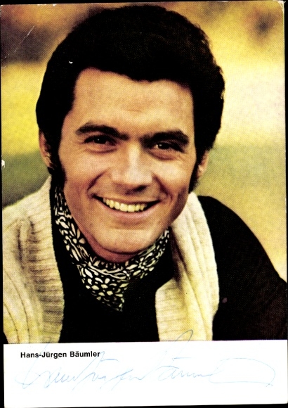 Postcard actor and figure skater Hans-Jürgen Bäumler, portrait, ZDF, autograph