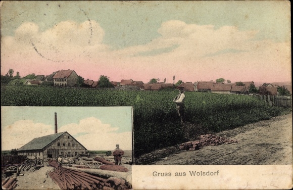 Postcard Wolsdorf in Lower Saxony, general view, sawmill