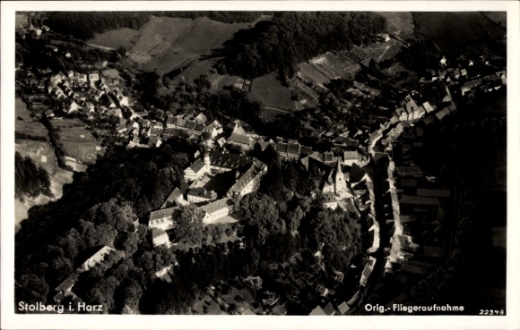 Postcard Stolberg in the Harz, aerial photograph