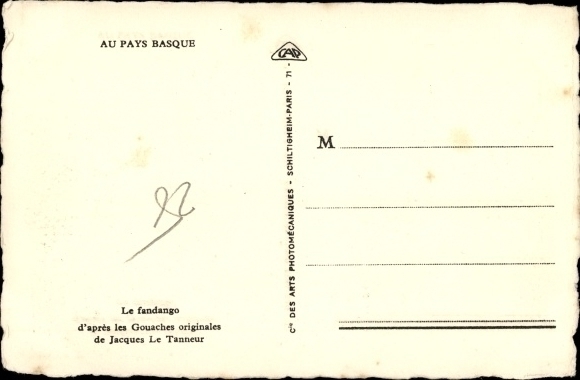 Artysta KP Le Tanneur, J., Pyrénées Atlantiques, Le fandango, tańczący ludzie, akordeon