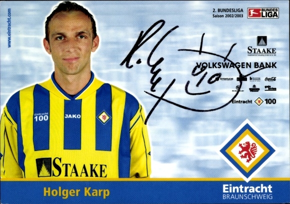 Autograph card footballer Holger Karp, Eintracht Braunschweig, autograph