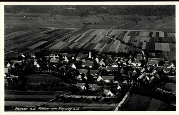 Postcard Hausen an der Möhlin Bad Krozingen in Breisgau Black Forest, bird's eye view of Hausen, rural