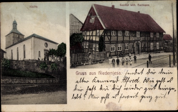 KP Niedernjesa Friedland na smyczy, kościół, karczma Wilh. Hartmana