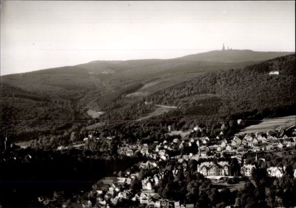 Postcard Falkenstein Königstein im Taunus, view of the landscape, village view, Great Feldberg in the background