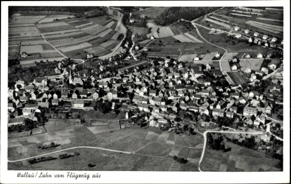 Postcard Wallau Biedenkopf an der Lahn, aerial photograph
