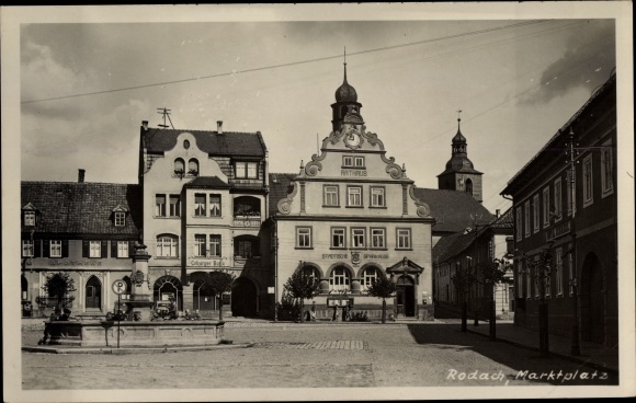Ak Bad Rodach Opper-Franken Beieren, marktplein, gemeentehuis