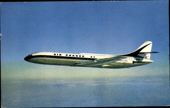 Postcard French passenger aircraft, Air France, Caravelle