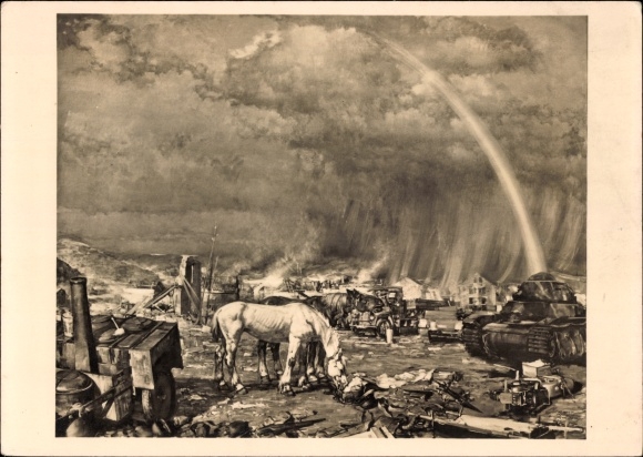 Artist PC Janesch, Albert, Finale, war scene, HDK 389, Wehrmacht, tank