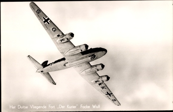 Postcard Focke Wulf, The German Flying Fortress The Courier