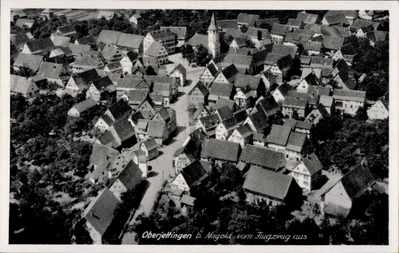 Ak Oberjettingen Jettingen Baden Württemberg, Luftbild von  zahlreiche Häuser, ruhige Umgebung, K