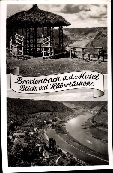 Postcard Brodenbach on the Terrassenmosel, view of the landscape and town