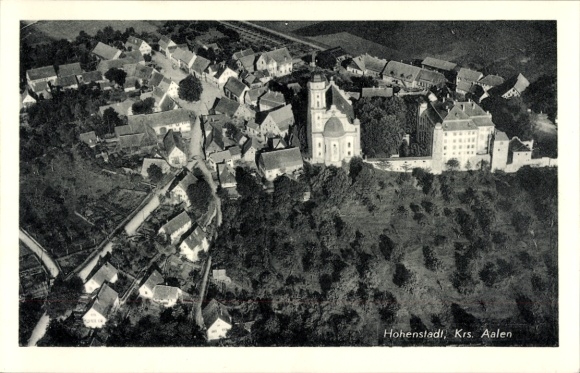Postcard Hohenstadt Abtsgmünd Ostalbkreis, aerial photograph