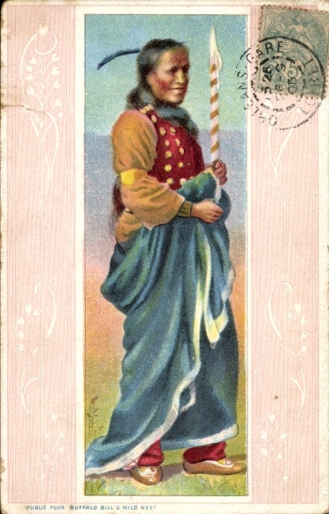 Ak Indianerin mit Speer, Buffalo Bill's Wild West Show
