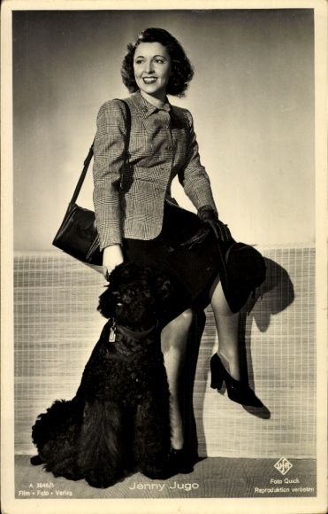 Postcard Actress Jenny Jugo, Portrait, Dog