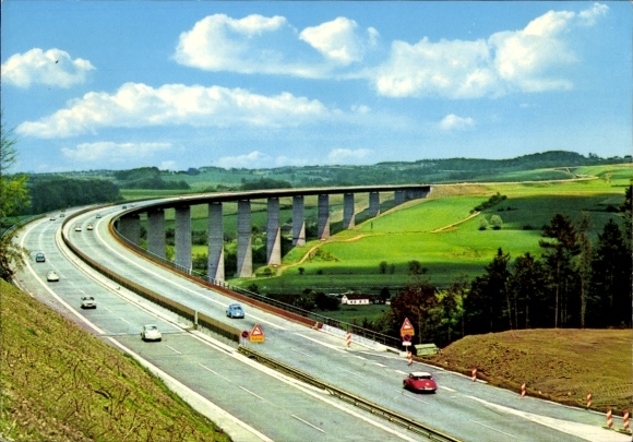 Postcard Kordenbusch Essen in the Ruhr area, Ruhrtalbrücke Mintard, height 65 m, length 1800 m, B 288 Düsseldorf