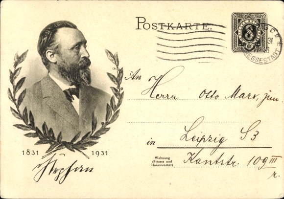 Ganzsachen Ak Heinrich von Stephan, Generalpostdirektor, Jubiläum 1931