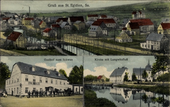 Ak Sankt Egidien in Sachsen, Gasthof zum Schwan, Kerk