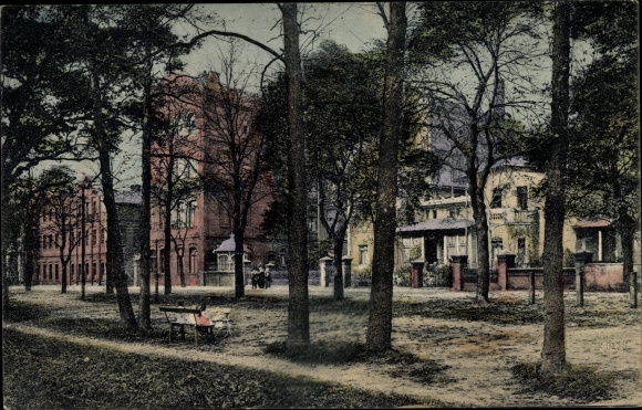 Postcard Annaburg in the district of Wittenberg, promenade, stoneware factory