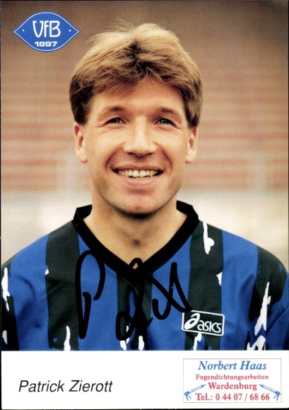 Autogrammkarte Fußballer Patrick Zierott, VfB Oldenburg, Autogramm