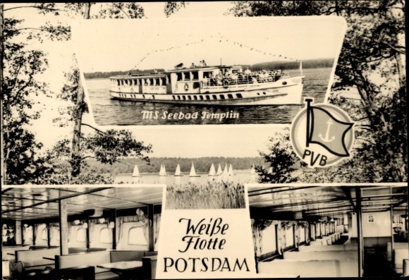 Postcard Potsdam, White Fleet Potsdam, MS Seebad Templin