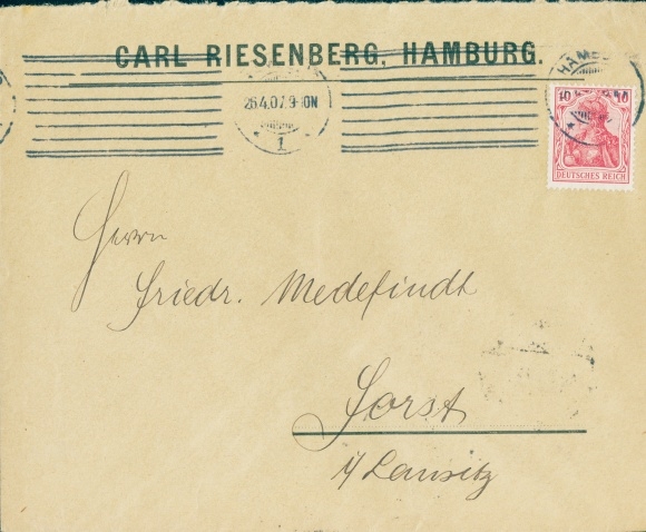 Briefumschlag Carl Riesenberg, Hamburg