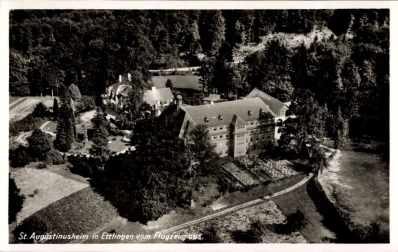 Postcard Ettlingen in Baden, aerial photograph, St. Augustinusheim