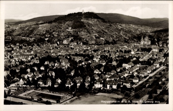 Postcard Heppenheim an der Bergstraße, aerial photograph