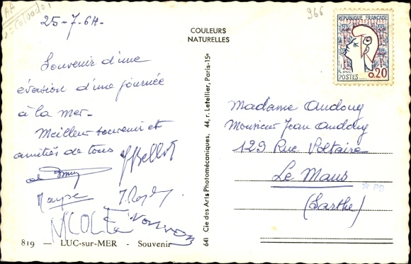 Postcard Luc sur Mer Calvados, The Beach, The Promenade, The Casino, Frau in Tracht, Walskelett