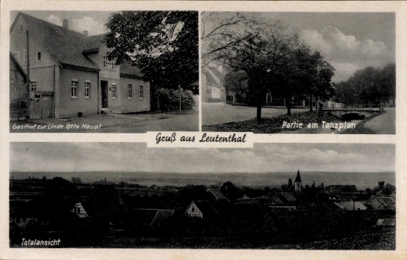 Postcard Leutenthal in the Weimar region, Gasthof zur Linde by Otto Haupt, part of the dance floor, total view