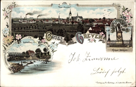 lito Greven w Westfalii, pomnik wojenny, długi widok, jaz