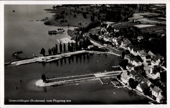 Postcard Unteruhldingen Uhldingen Mühlhofen am Bodensee, aerial photograph