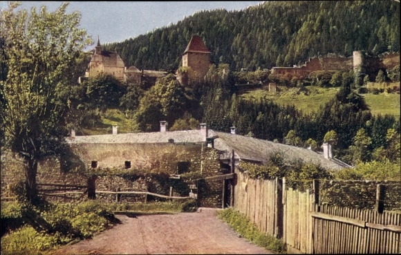 Postcard Friesach in Carinthia, ruin Petersberg
